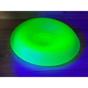 Tiffin Emerald Green Satin Uranium Glass Fruit Bowl Centerpiece 12.25” Vintage